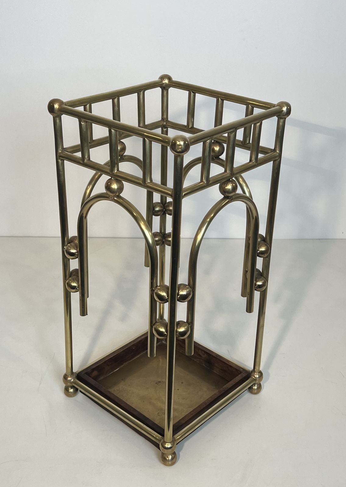 Modernist Brass Umbrella Stand In The Style Of Joseph Hoffmann