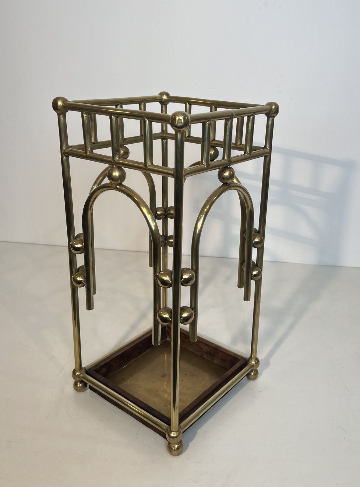 1950.0 Modernist Brass Umbrella Stand In The Style Of Joseph Hoffmann photo