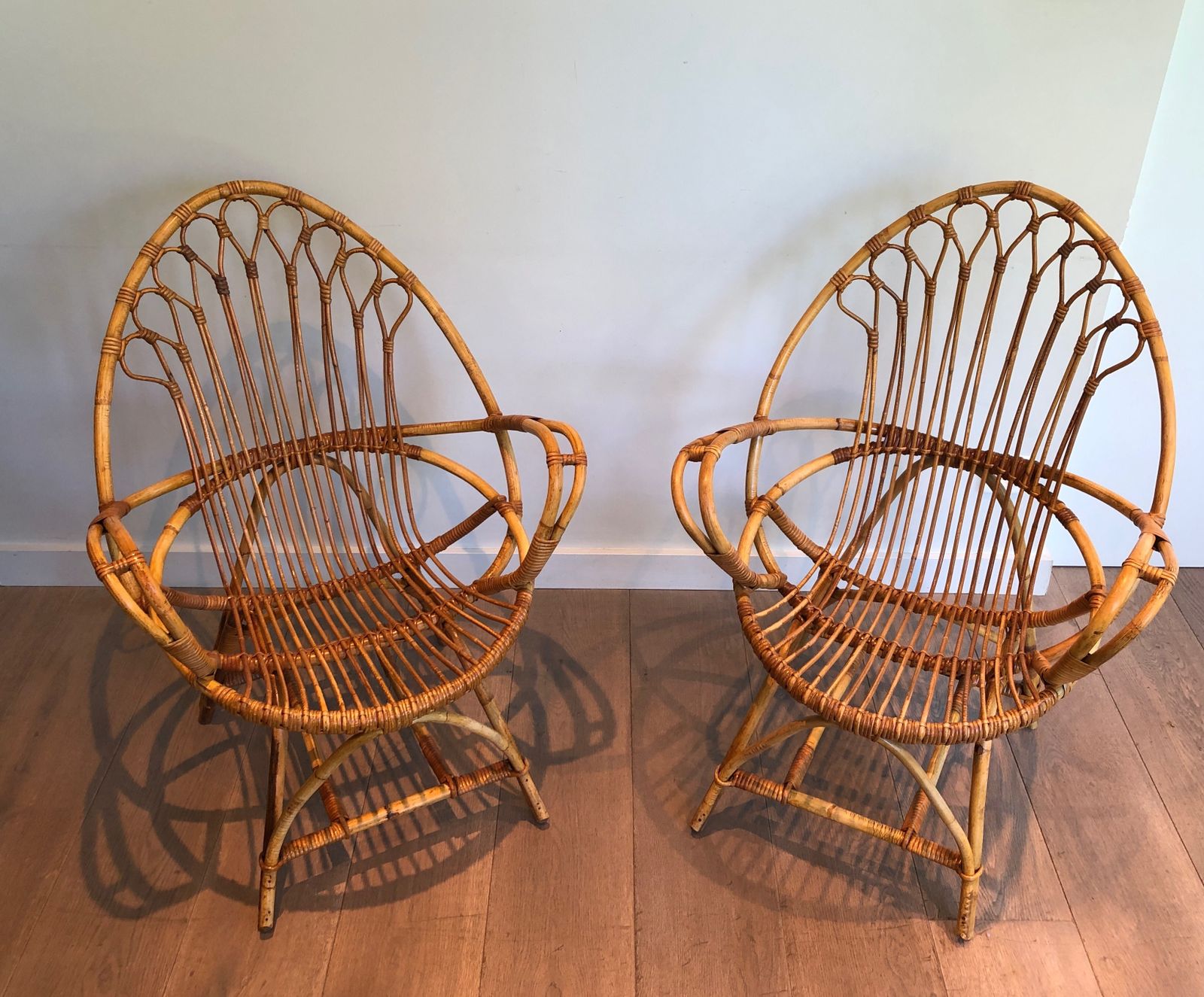 1450.0 Pair Of Rattan Armchairs, 1970s photo
