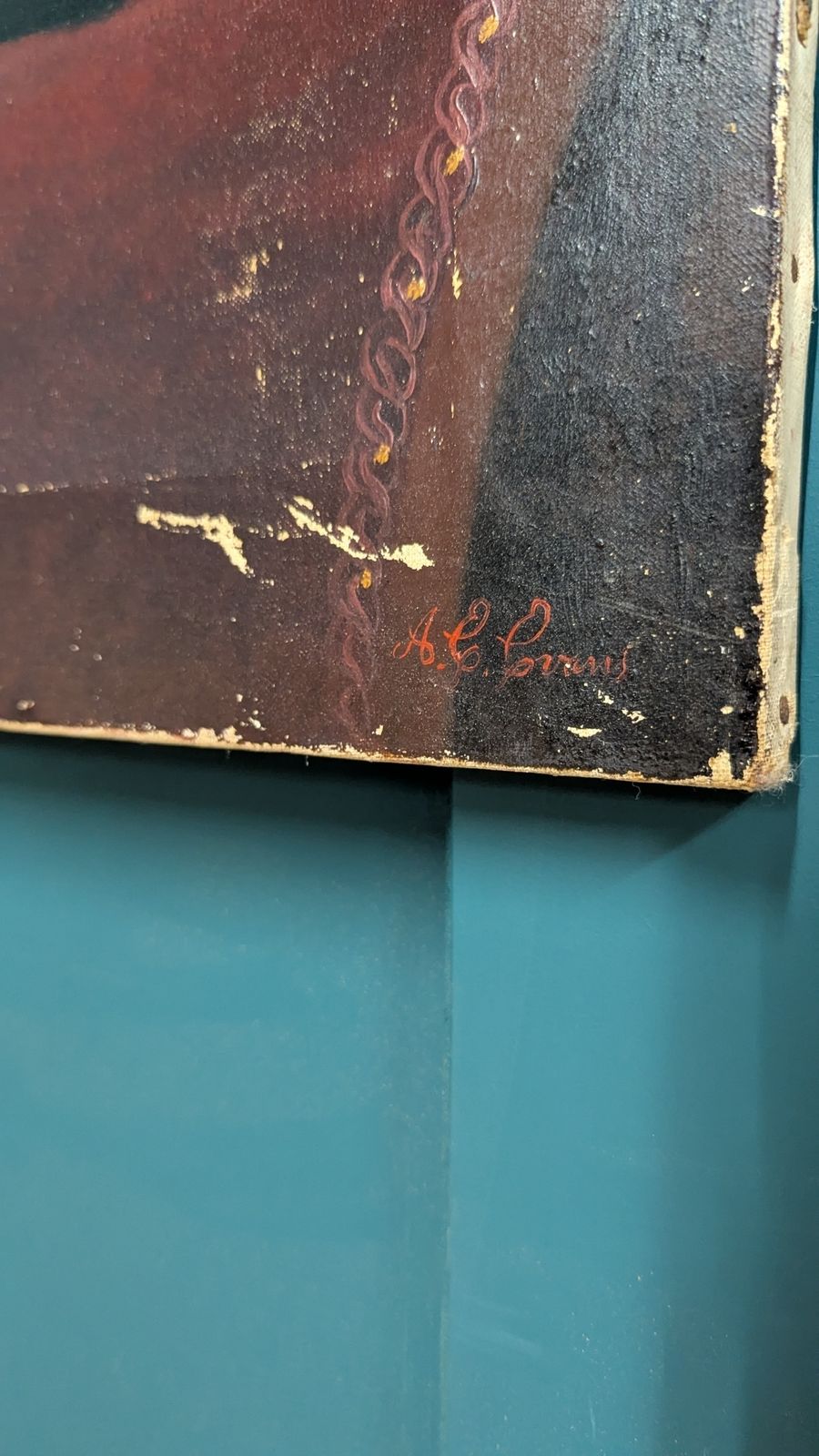 Victorian Oil Painting On Canvas – Playfully Mysterious Lady photo furniture