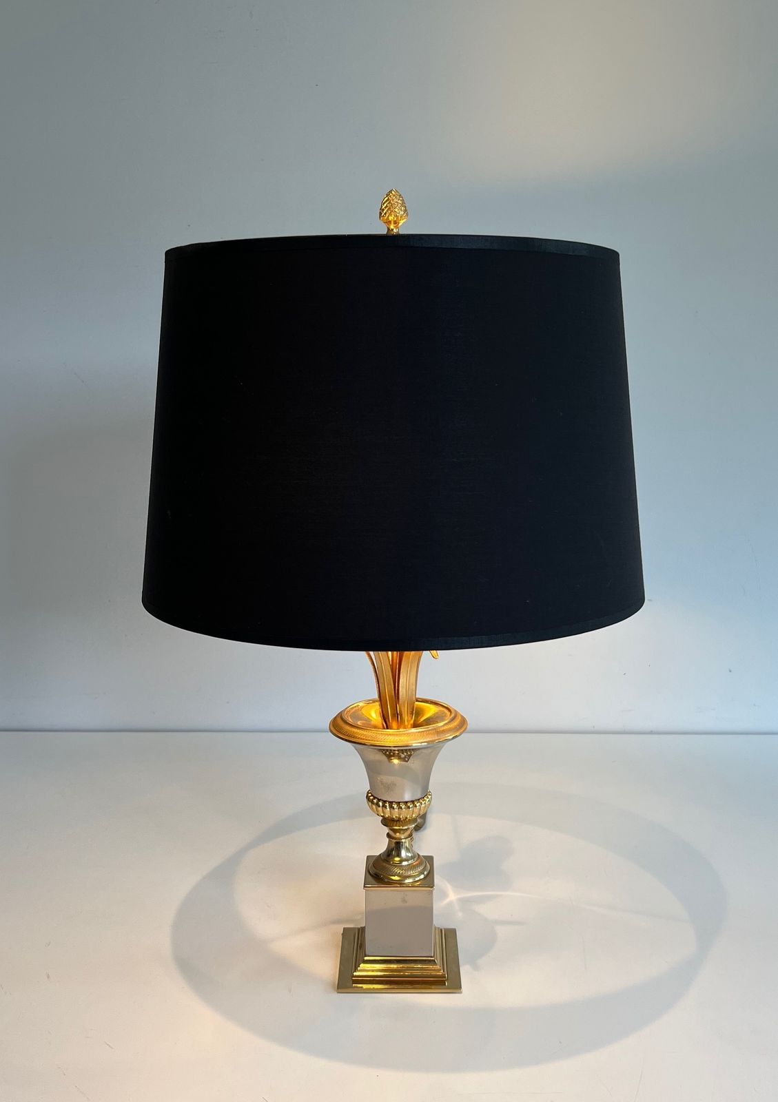 Pair Of Chrome And Brass Palm Tree Lamps In The Style Of Maison Charles. Circa 1970 photo vinterior