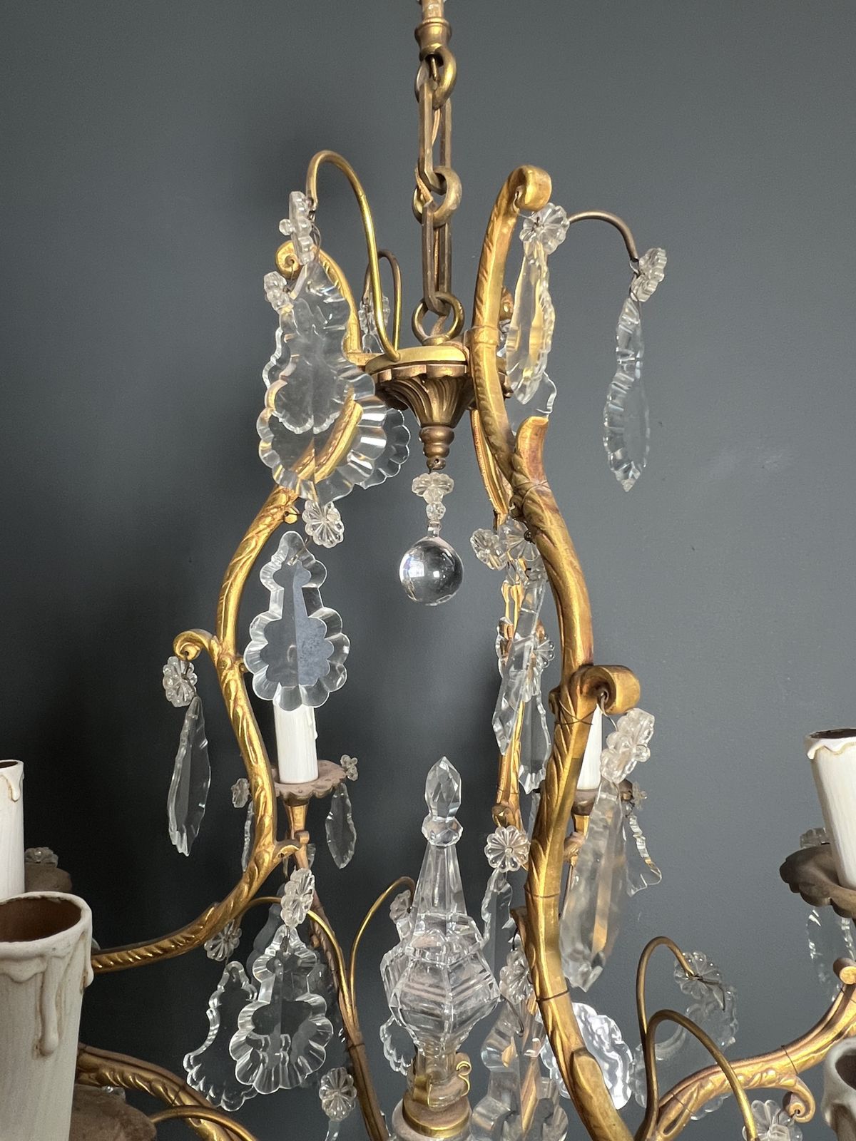 Louis XV Style Bronze Chandelier With Crystals And 6 Lights photo buy