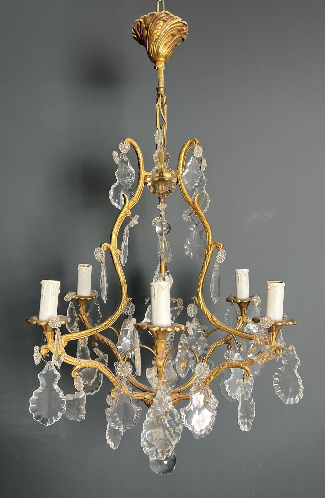 photo buy Louis XV Style Bronze Chandelier With Crystals And 6 Lights