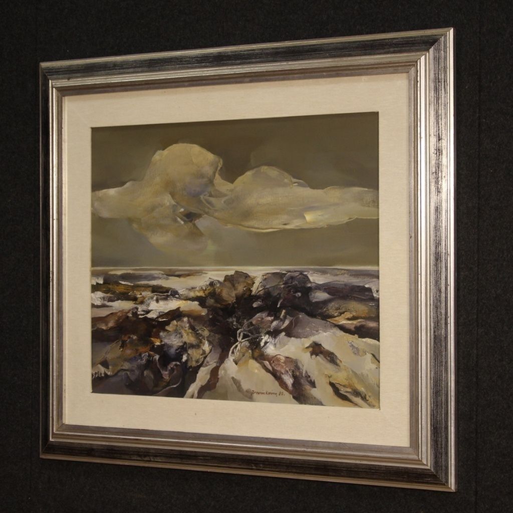 Italian Seascape Painting Signed Ferruccio Rosini Dated 1980 photo buy