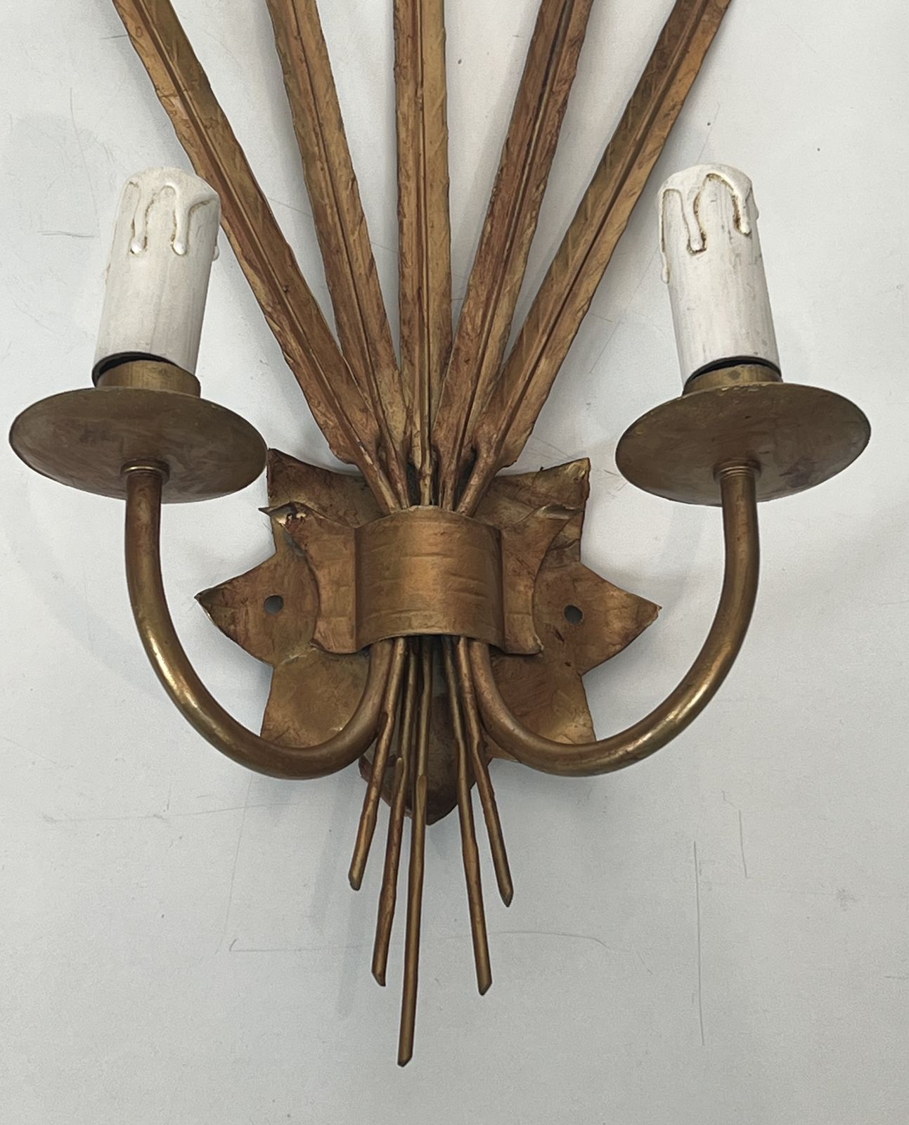 photo furniture Pair Of Golden Sconces With Ears Of Wheat In The Style Of Coco Chanel