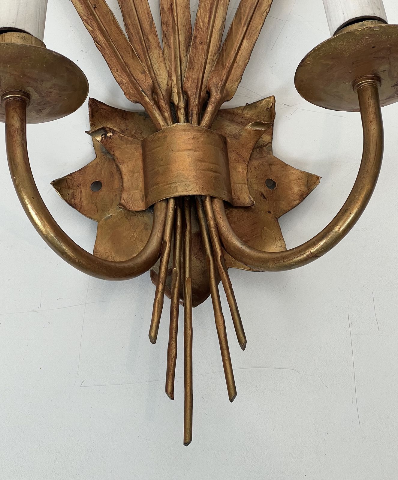 photo for sale Pair Of Golden Sconces With Ears Of Wheat In The Style Of Coco Chanel