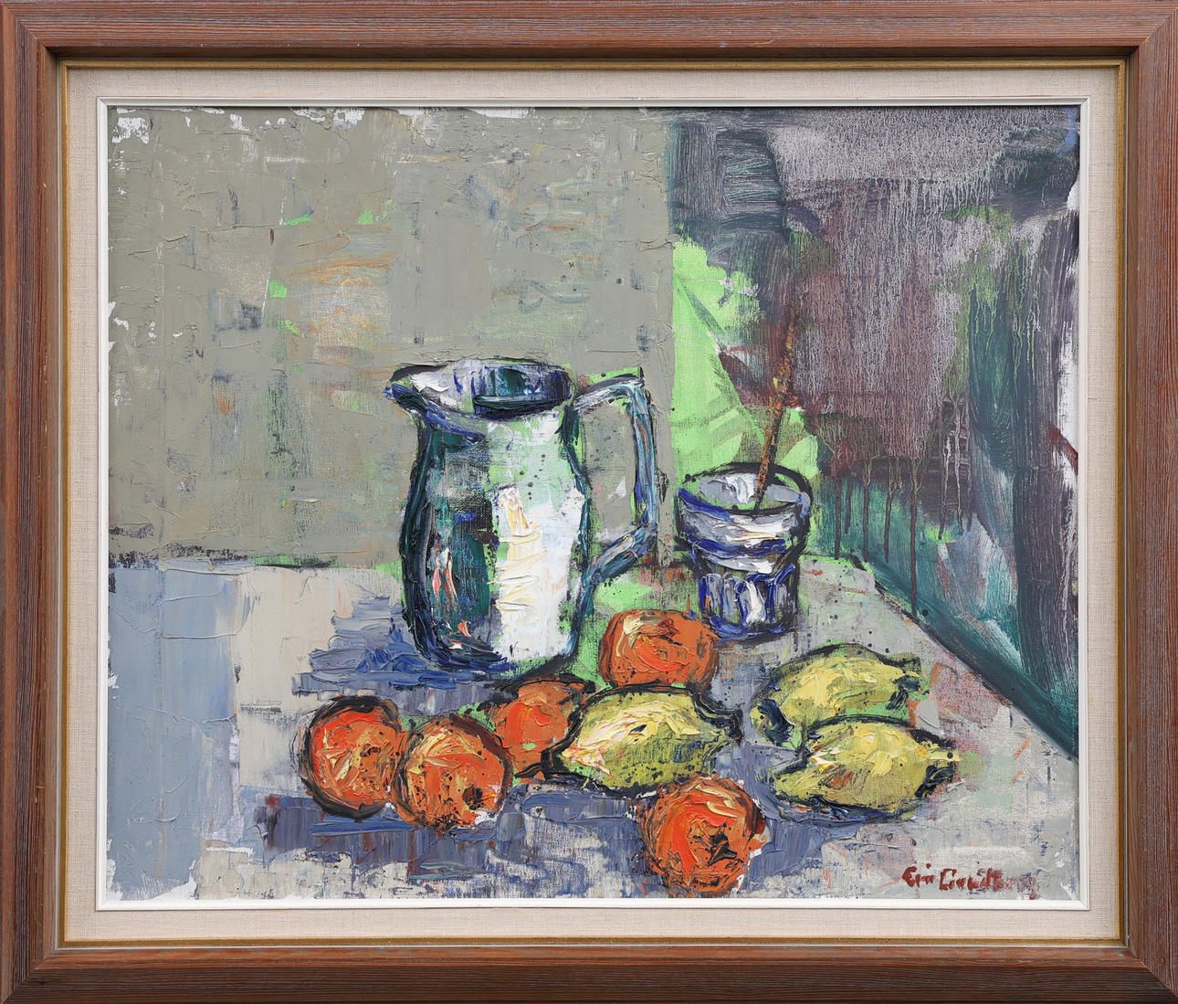 Still Life Jug And Fruit   Oil Painting By Eric Lundberg