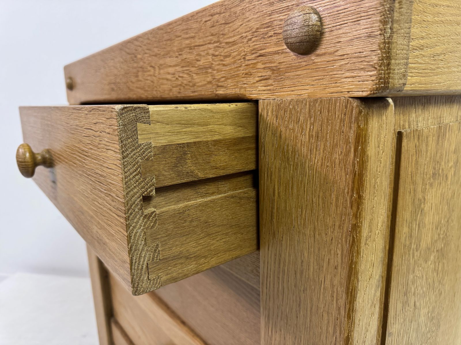 Brutalist Three Drawer Oak Chest Of Drawers photo furniture