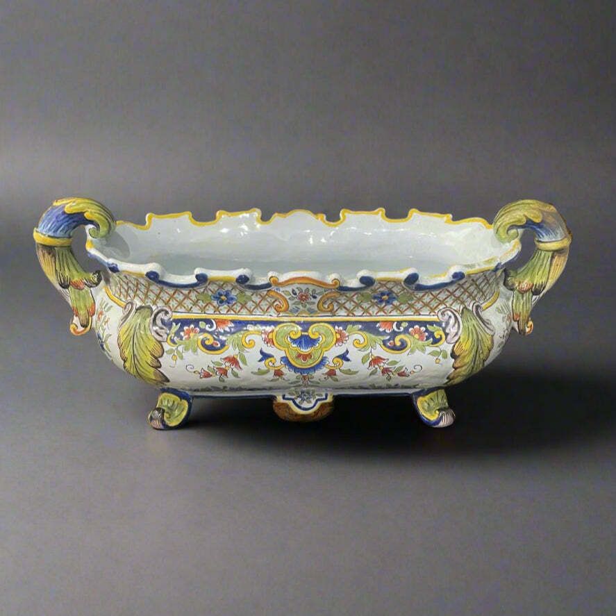 Late 19th Century French Faience Jardiniere / Planter Made In Desvres