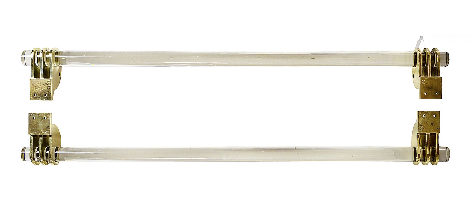 Set Of 4 Pcs. Large Art Deco Murano Glass And Brass Door Handles photo for sale