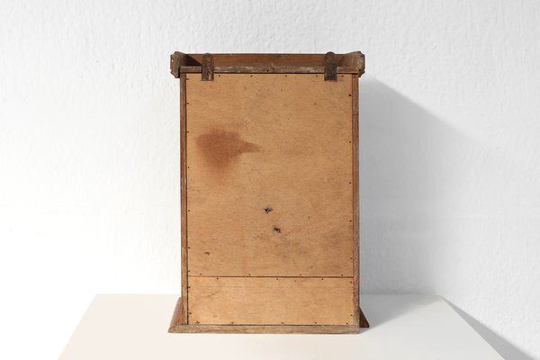 photo for sale Art Deco Shaving Cabinet In Oak With Beveled Mirror, France, 1900s