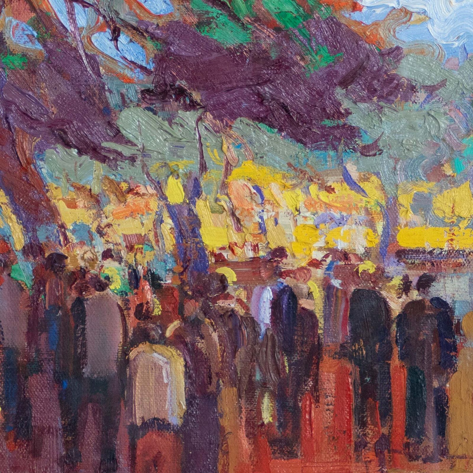 Mercado De Sineu – Original Oil Painting By Mateu Sitges Febrer | Mallorcan Market Scene photo for sale