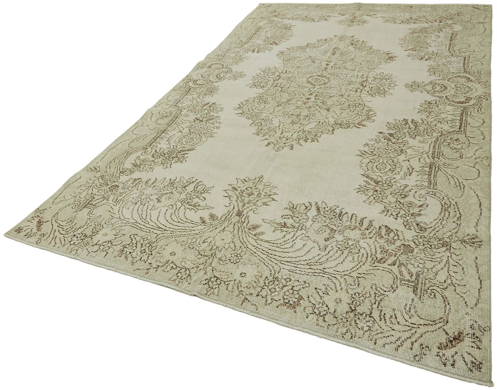 6x10 Beige Turkish Vintage Area Rug   46067 photo for sale