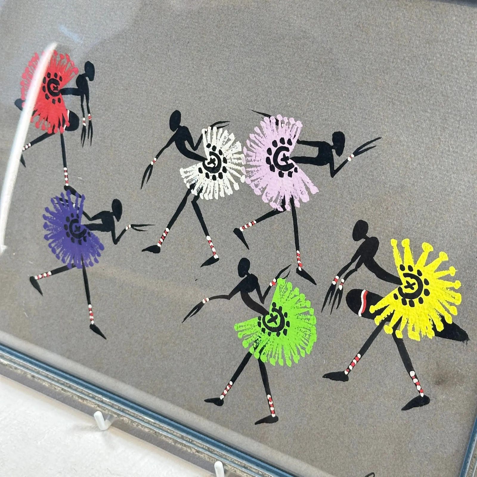 Mid Century 1950s African Tribal Art   Framed Dancers With Colorful Tutús   Gouala photo for sale