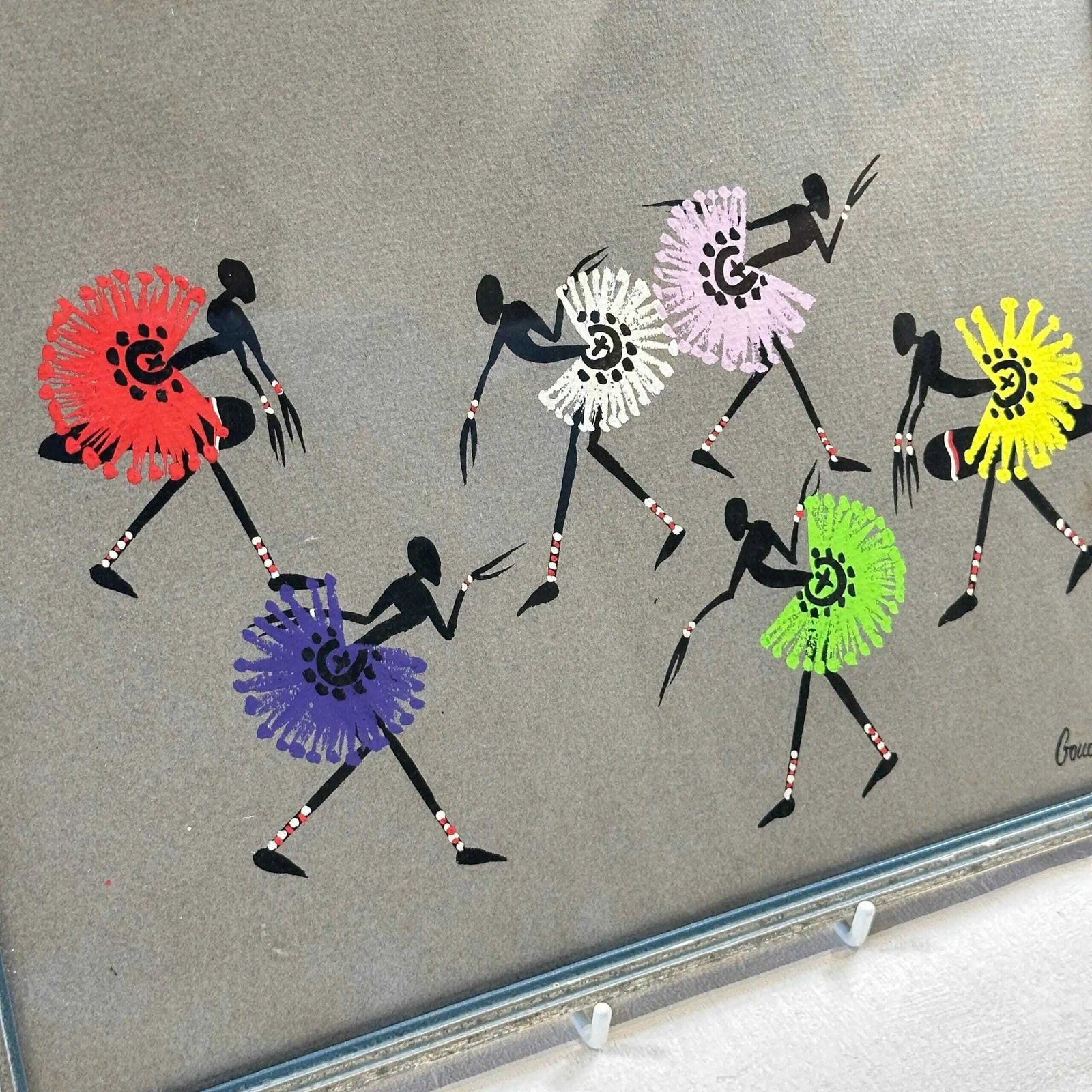 Mid Century 1950s African Tribal Art   Framed Dancers With Colorful Tutús   Gouala photo Art