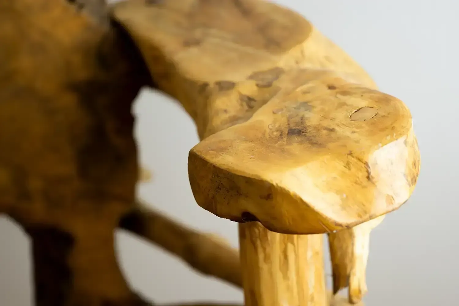 Sculptural 1980s Teak Root Chair – Organic Handmade Armchair, Naive Rustic Construction photo vintage