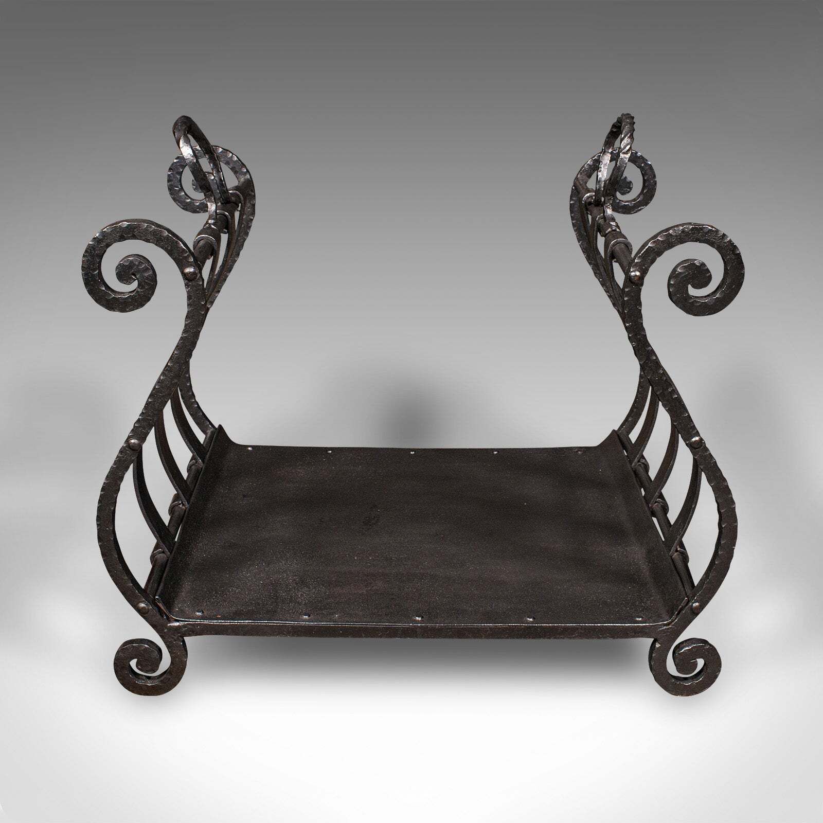 Antique Log Layer, English, Wrought Iron Fireside Fuel Keeper, Victorian, C.1850 photo furniture