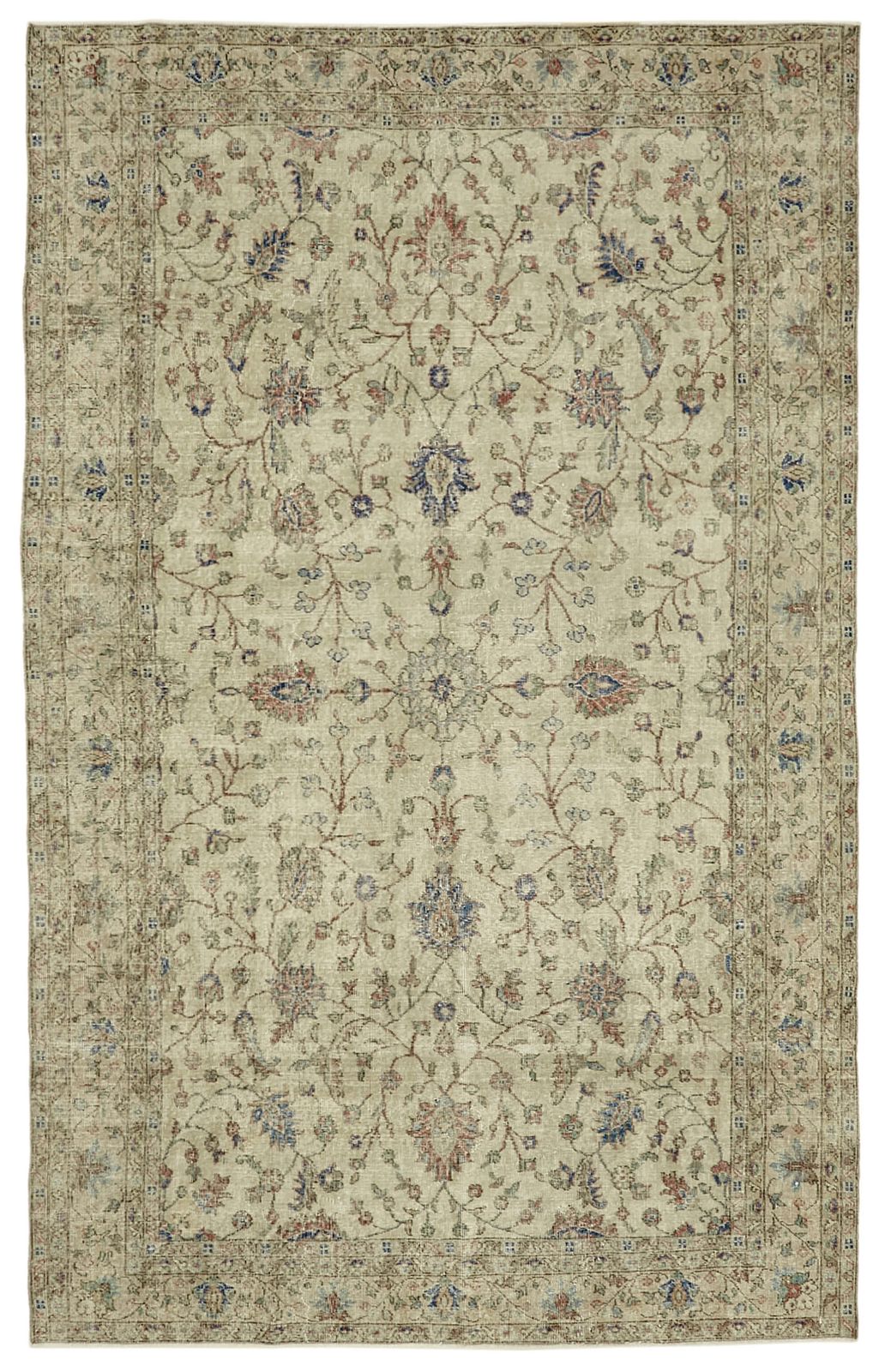 7x11 Beige Turkish Vintage Area Rug   46317