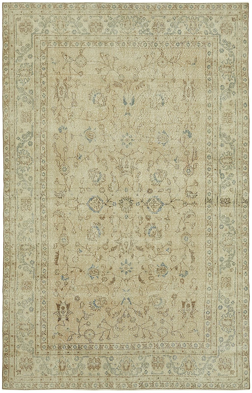 6x10 Beige Turkish Vintage Area Rug   46062
