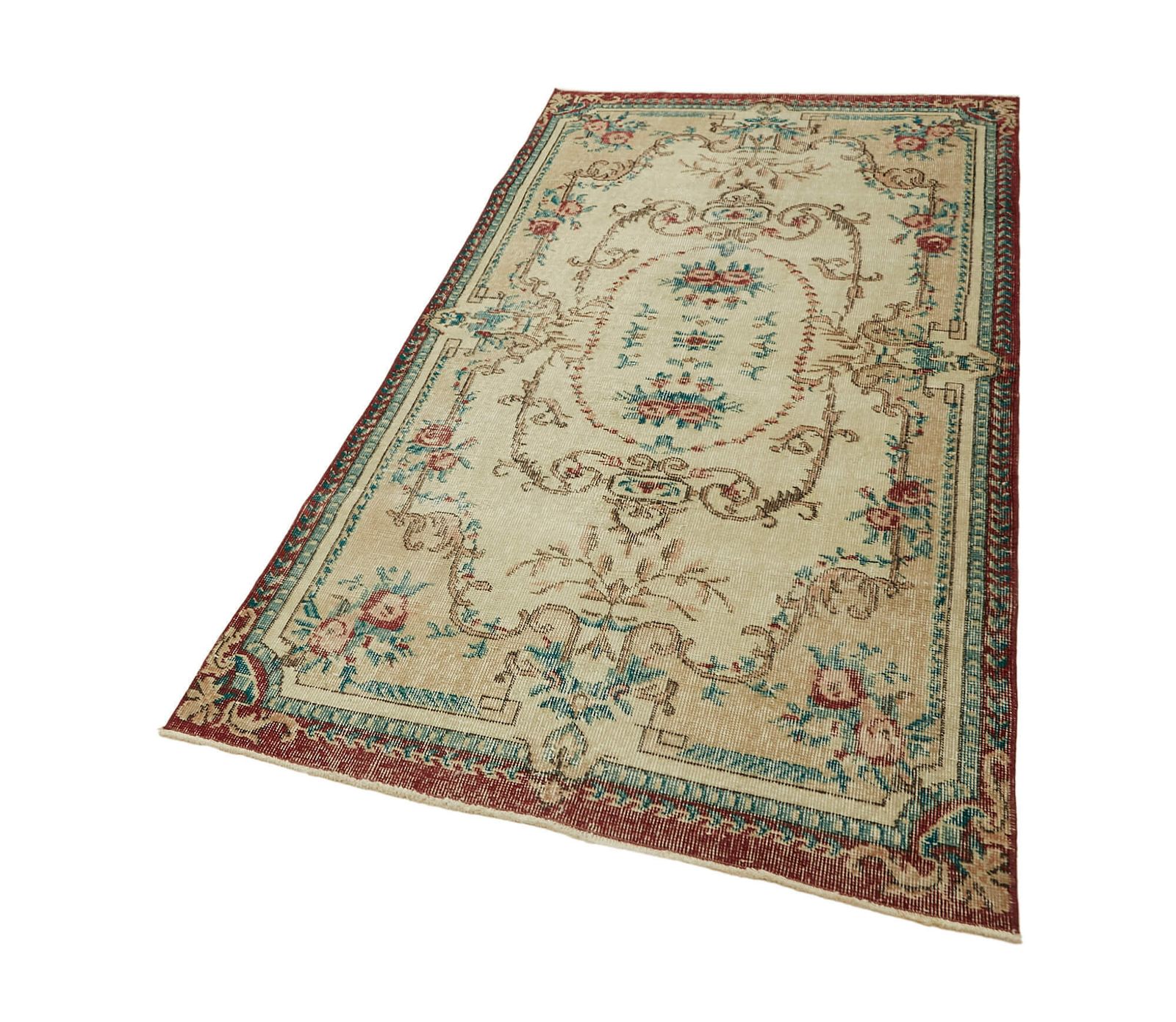 4x7 Red Turkish Vintage Area Rug photo for sale