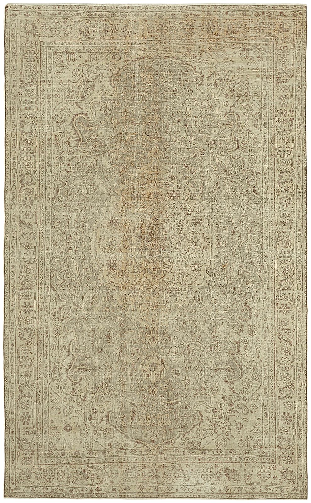 7x11 Beige Turkish Vintage Area Rug   46044