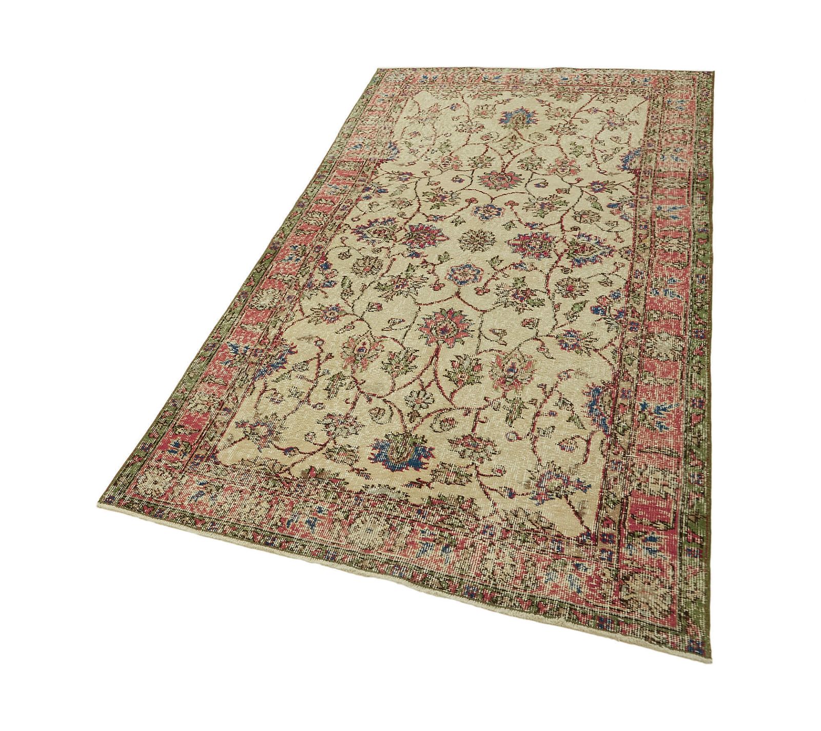 4x7 Beige Turkish Vintage Area Rug   45917 photo for sale