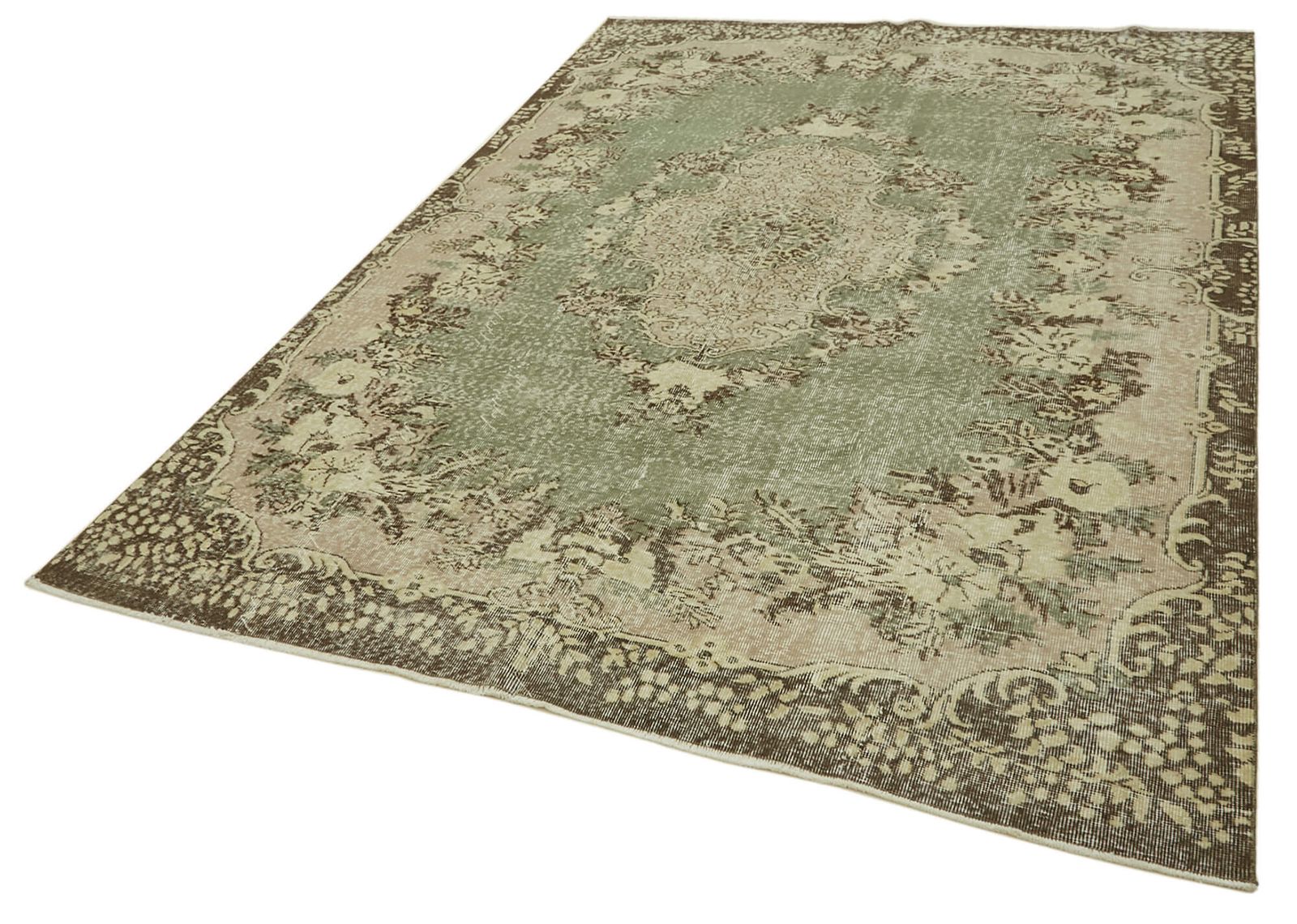 7x9 Beige Turkish Vintage Area Rug photo for sale