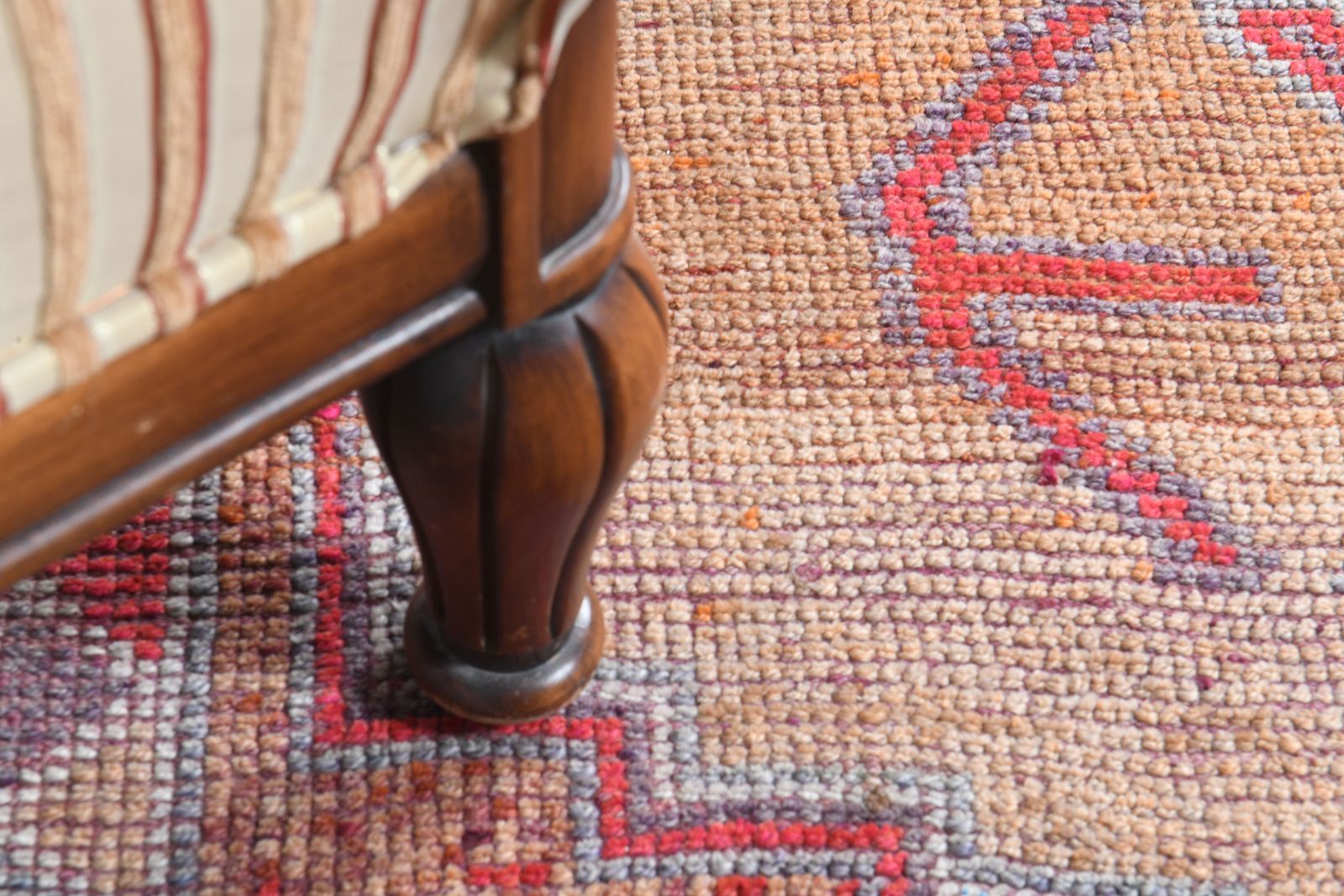 3'4x10'3 Ft, Faded Purple Vintage Turkish Runner, Washable, Low Pile, Stair Decor, Hallway Decor, Kitchen Rug, Wool, Handmade Oushak Rugs photo 739.0