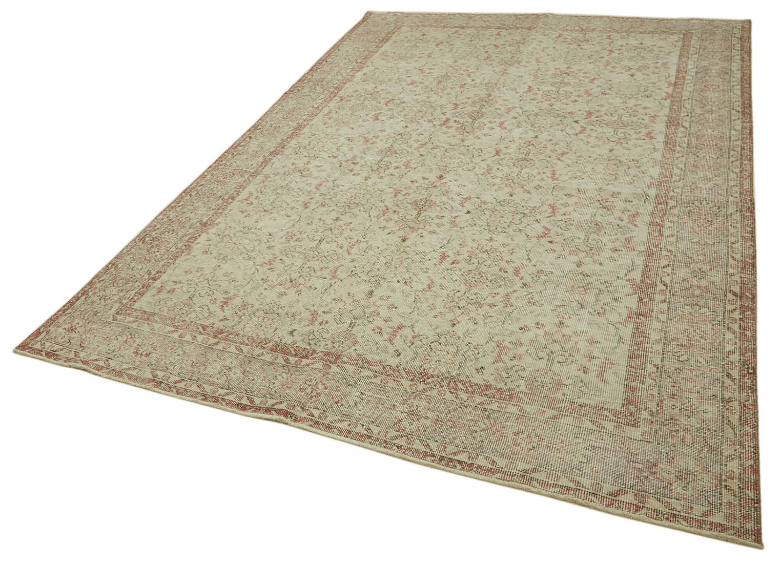 7x10 Beige Turkish Vintage Area Rug photo for sale