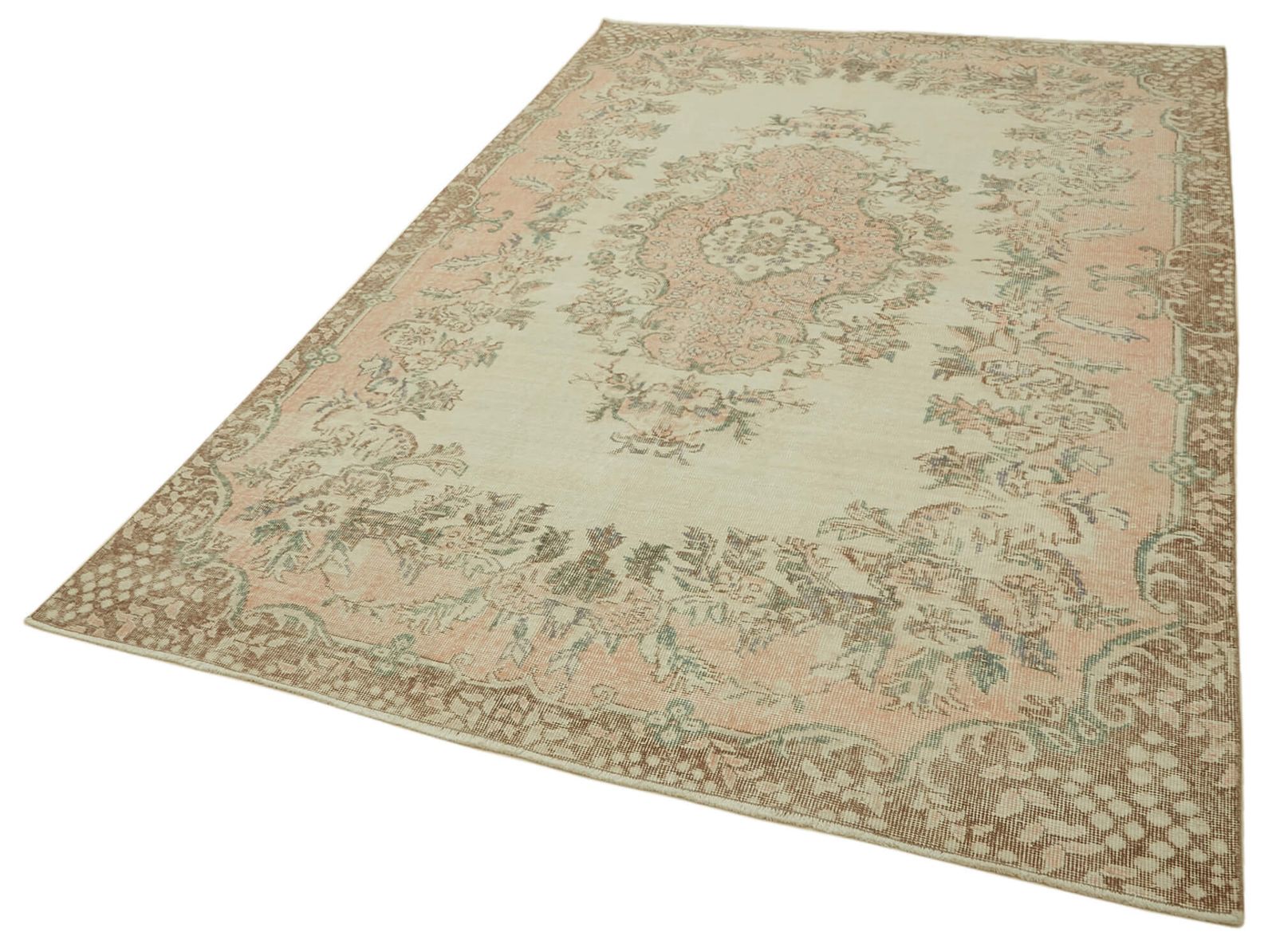 6x9 Beige Turkish Vintage Area Rug photo for sale