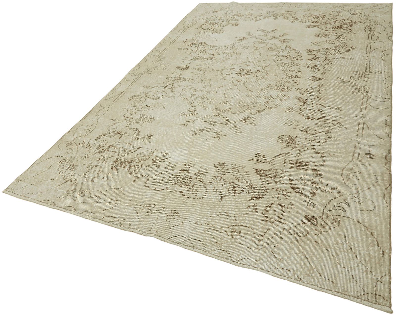 6x10 Beige Turkish Vintage Area Rug photo for sale