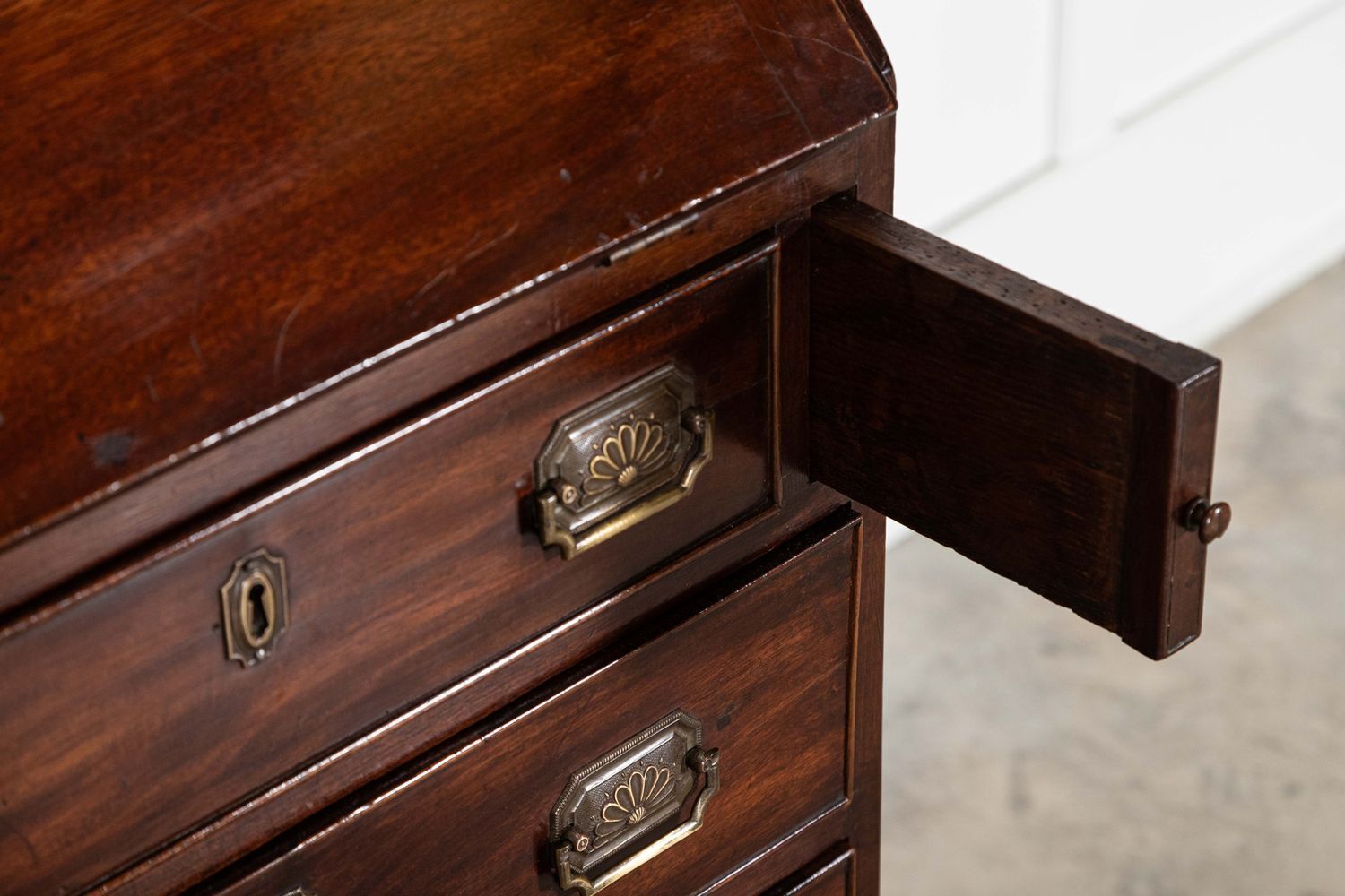 4313.0 George III Diminutive English Mahogany Glazed Bookcase Bureau photo