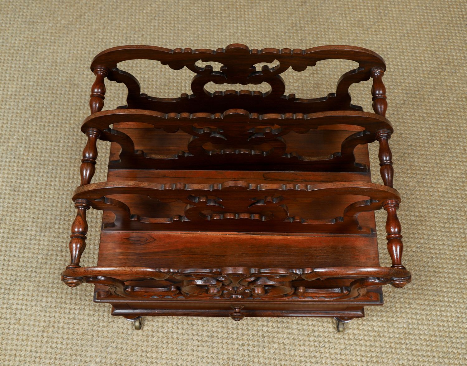 English Regency Rosewood Canterbury Newspaper Magazine Sheet Music Paper Rack Tidy Stand (Circa 1830) photo vintage