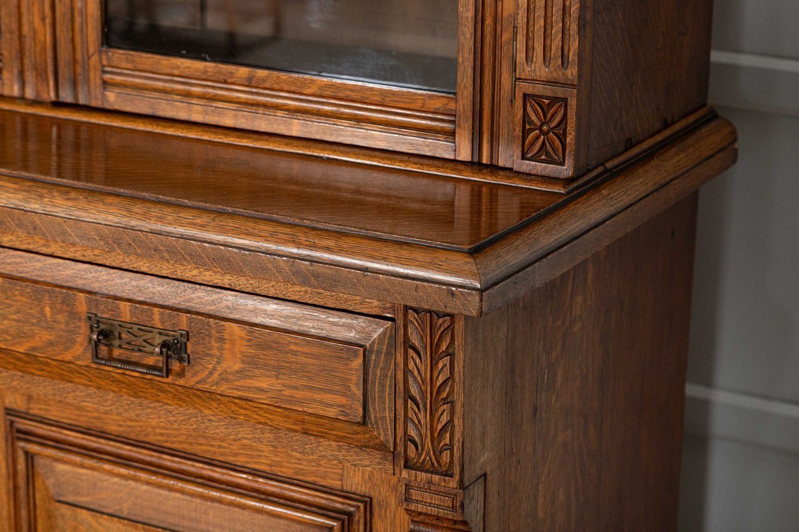 photo buy Monumental English 19thc Oak Glazed Library Bookcase