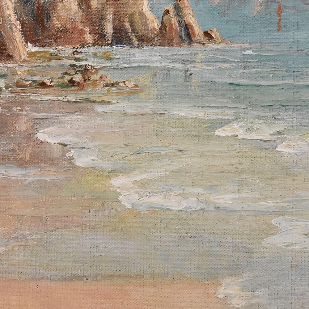 Seascape Painting, Antique Oil  With Marine, Oil On Canvas, 20th Century. photo Art