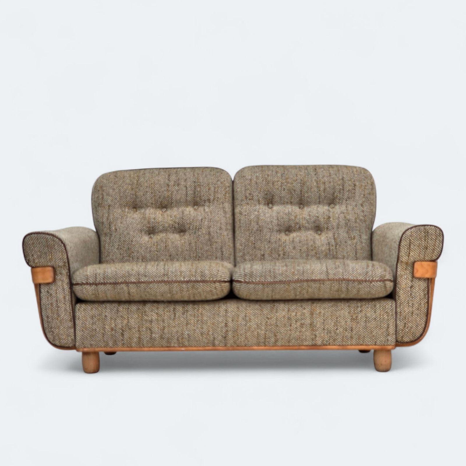 1970s, Danish 2 Seater Sofa, Original Condition, Furniture Wool, Bentwood.