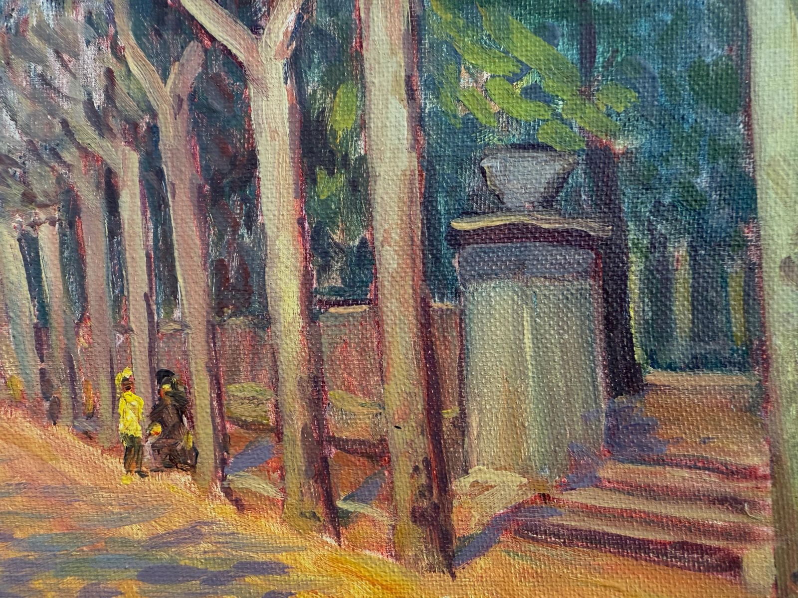 Park In A Catalan City Oil Painting Spanish Cityscape photo Art