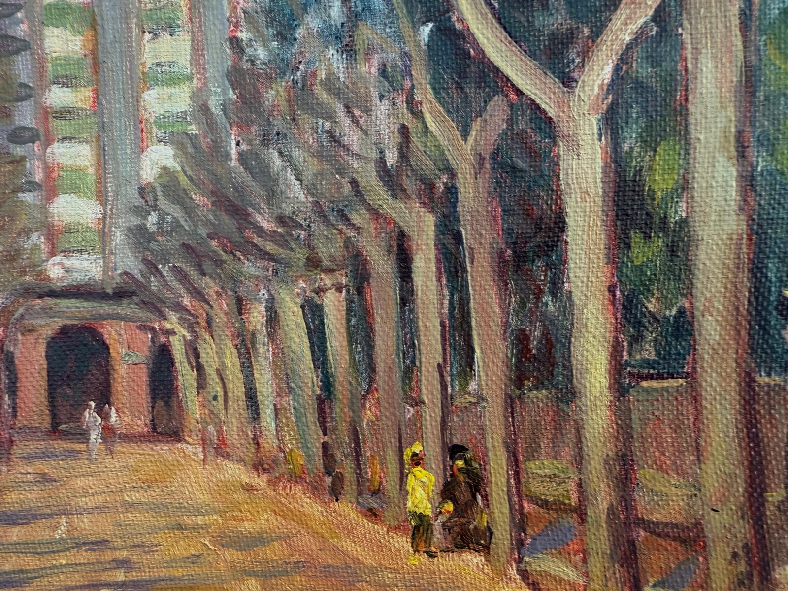 Park In A Catalan City Oil Painting Spanish Cityscape photo 400.0