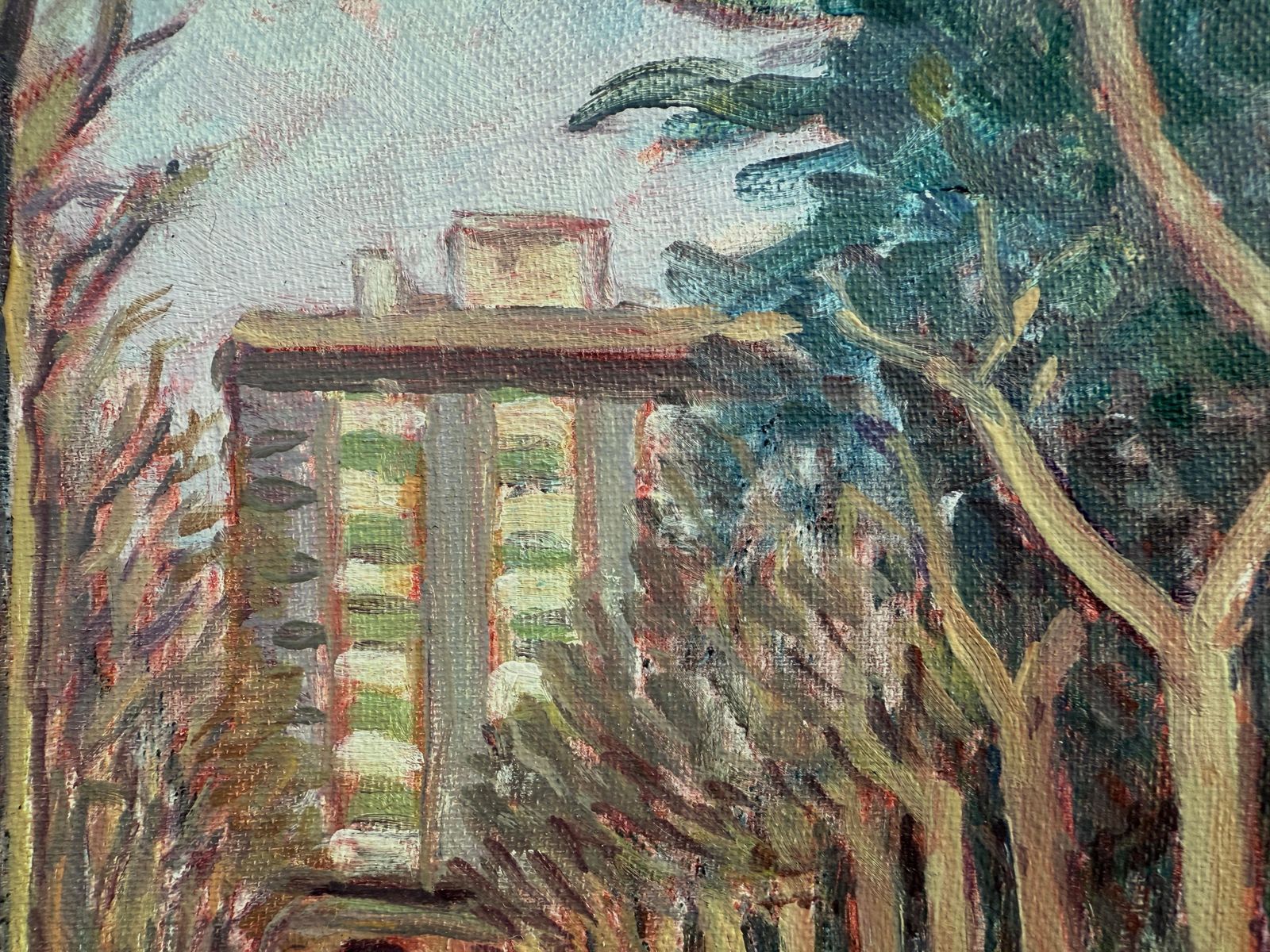 Park In A Catalan City Oil Painting Spanish Cityscape photo buy