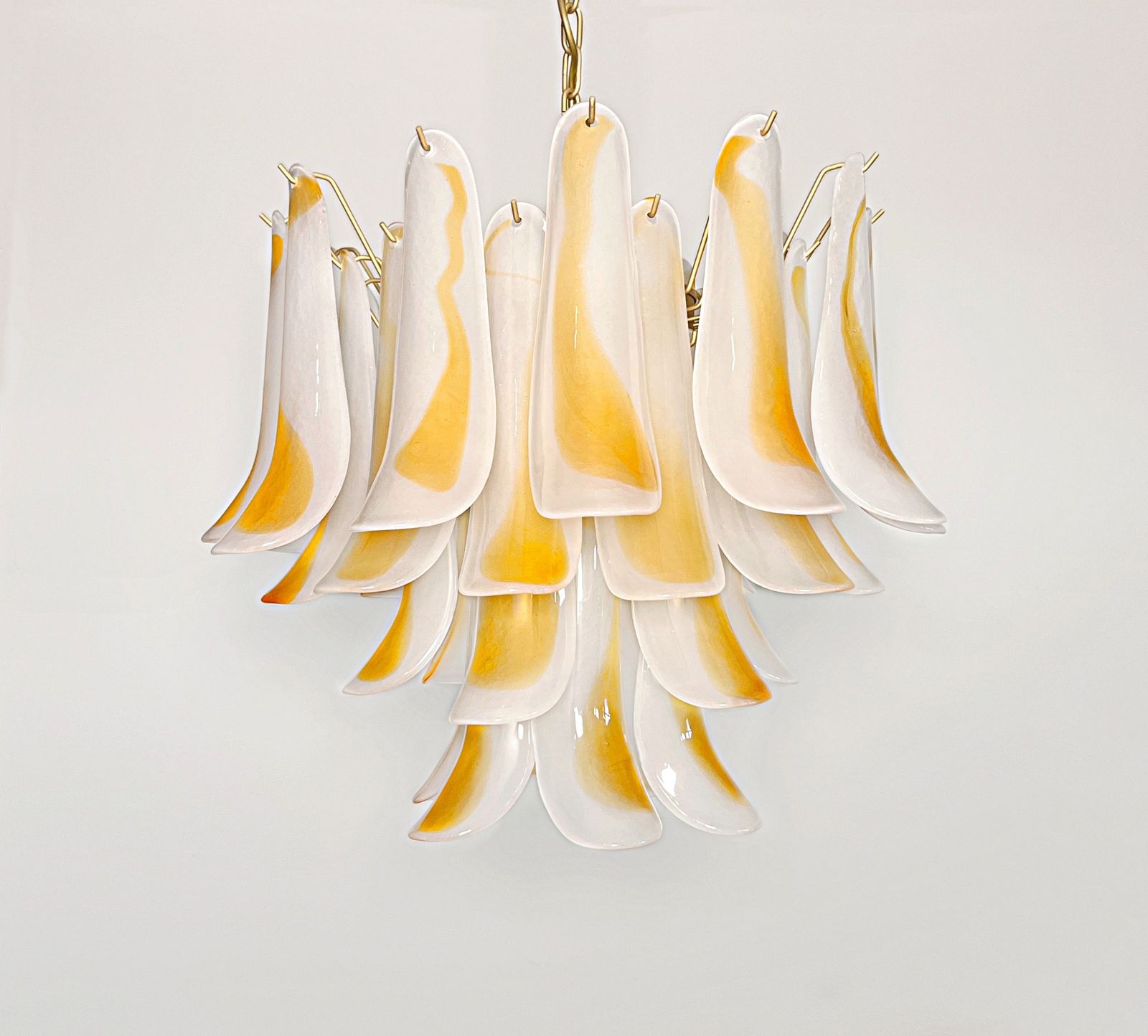 Italian Vintage Murano Chandelier   36 Acid Etched Amber Glass Petals photo buy