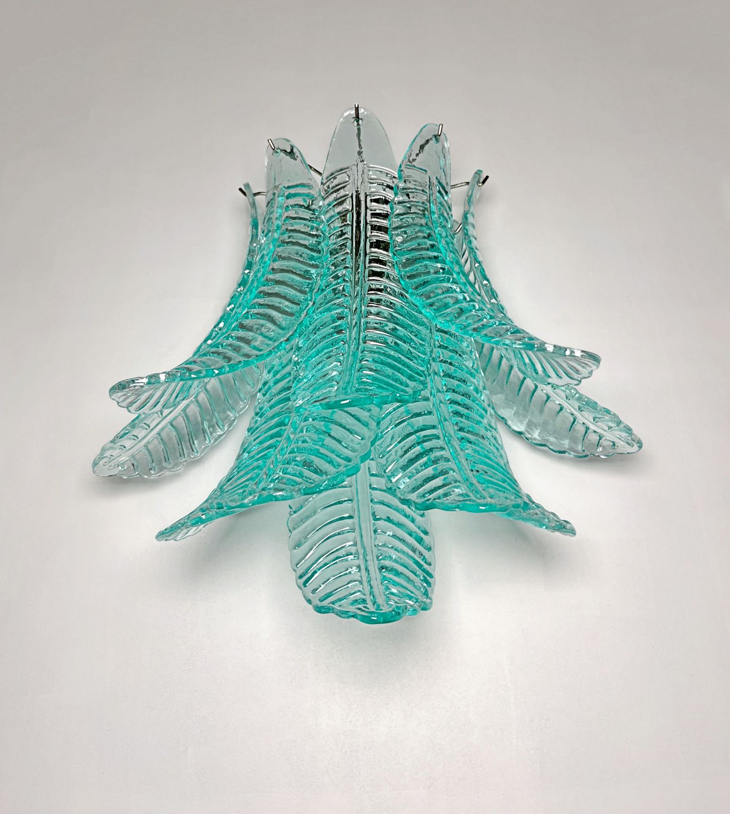 Pair Of Vintage Murano Six Tier Felci Wall Sconce   Turquoise Glasses photo 520.0