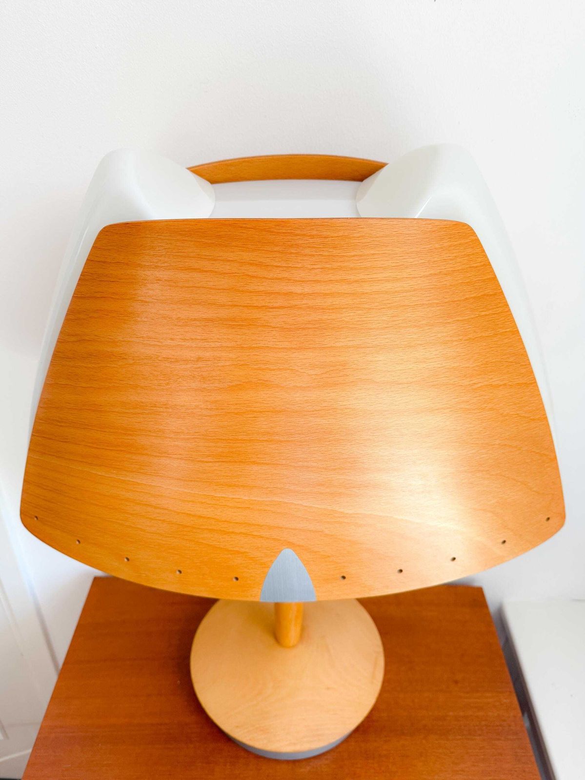 Vintage Xxl Table Lamp 'Harmonie' By Soren Eriksen For Lucid (Atelier Sedap), Bent Plywood With Acrylic Diffuser, French Design photo Lighting