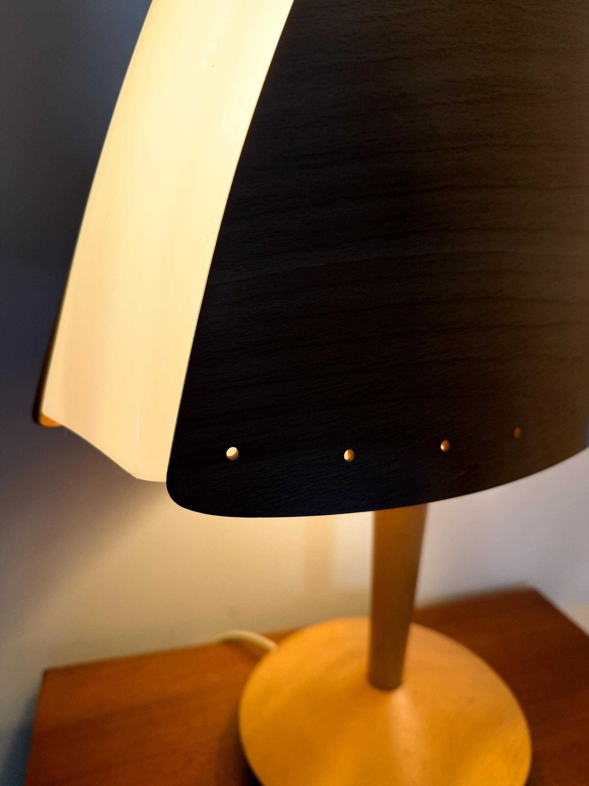 Vintage Xxl Tafellamp 'Harmonie' Van Soren Eriksen Voor Lucid (Atelier Sedap), Gebogen Multiplex Met Acryl Diffuser, Frans Design photo vintage
