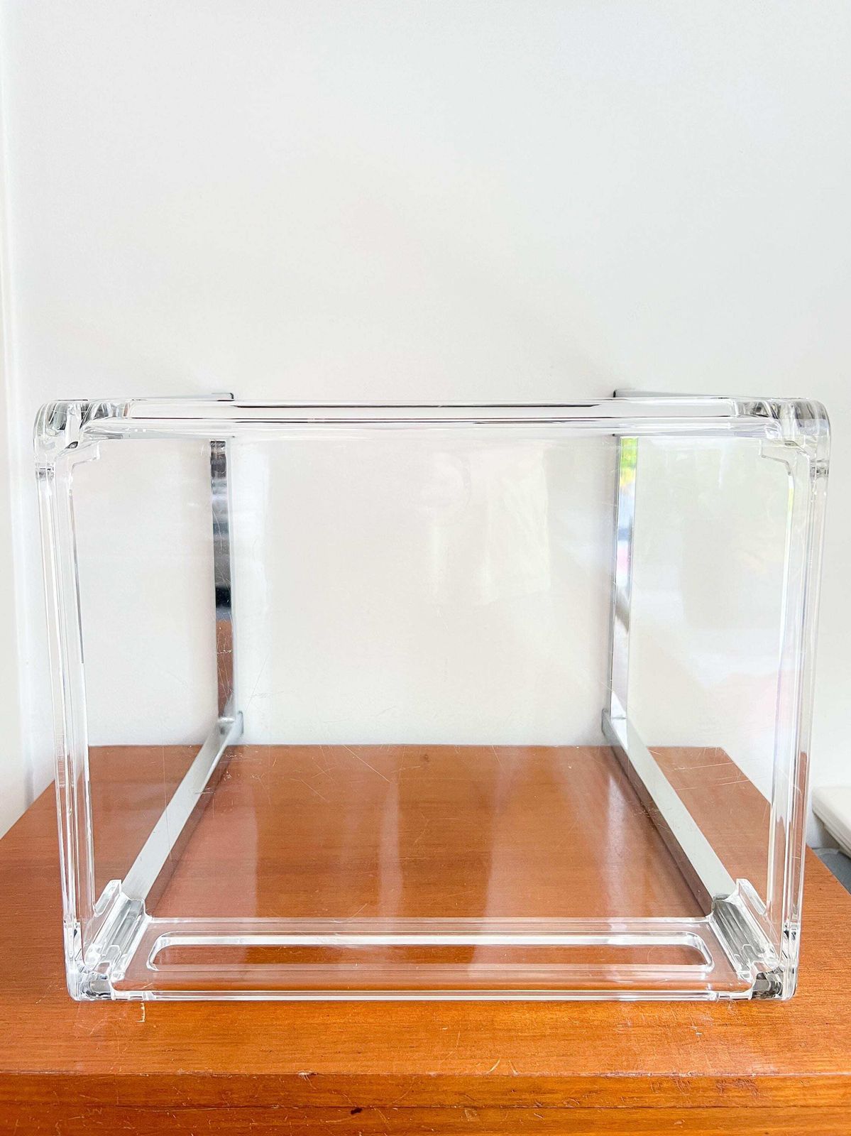 Vintage Side Table Designed By Marc Berthier – Exceptional Find – Clear Acrylic And Chrome – 60/70s – Prisunic photo vintage