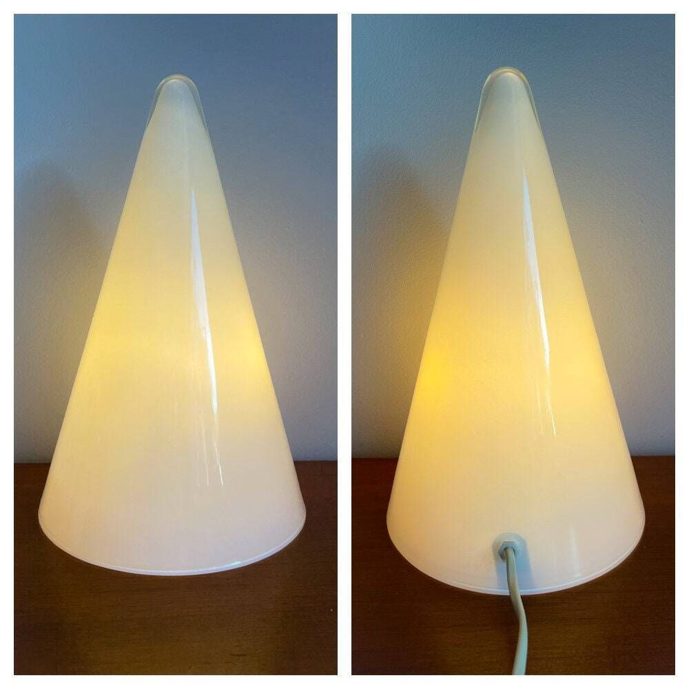 Vintage Teepee Table Lamp By Ilu Design (Small) And Sce (2x Large Available)   Opaline Glass   Mushroom   Space Age photo for sale