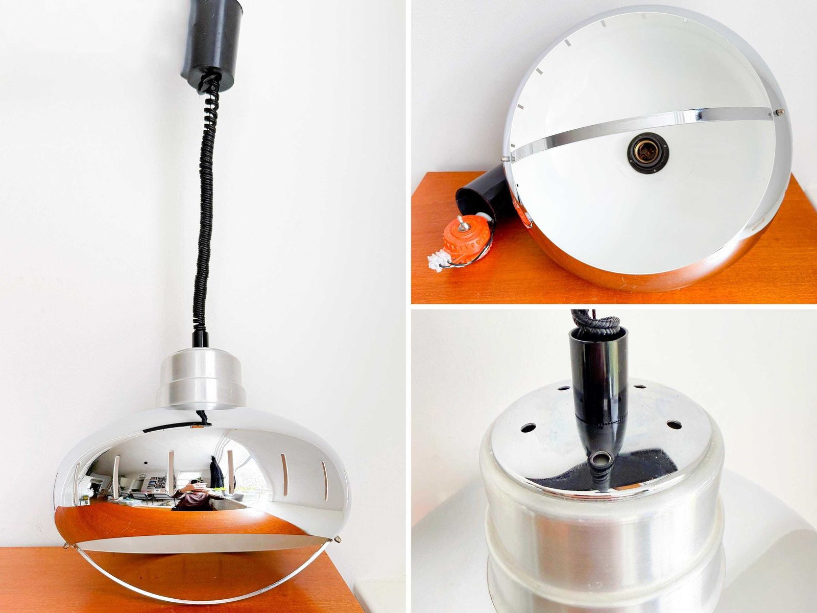 photo for sale Pendant Lamp – Dutch Design By Herda – Chrome   Space Age – Ufo – Mid Century Modern – Globe