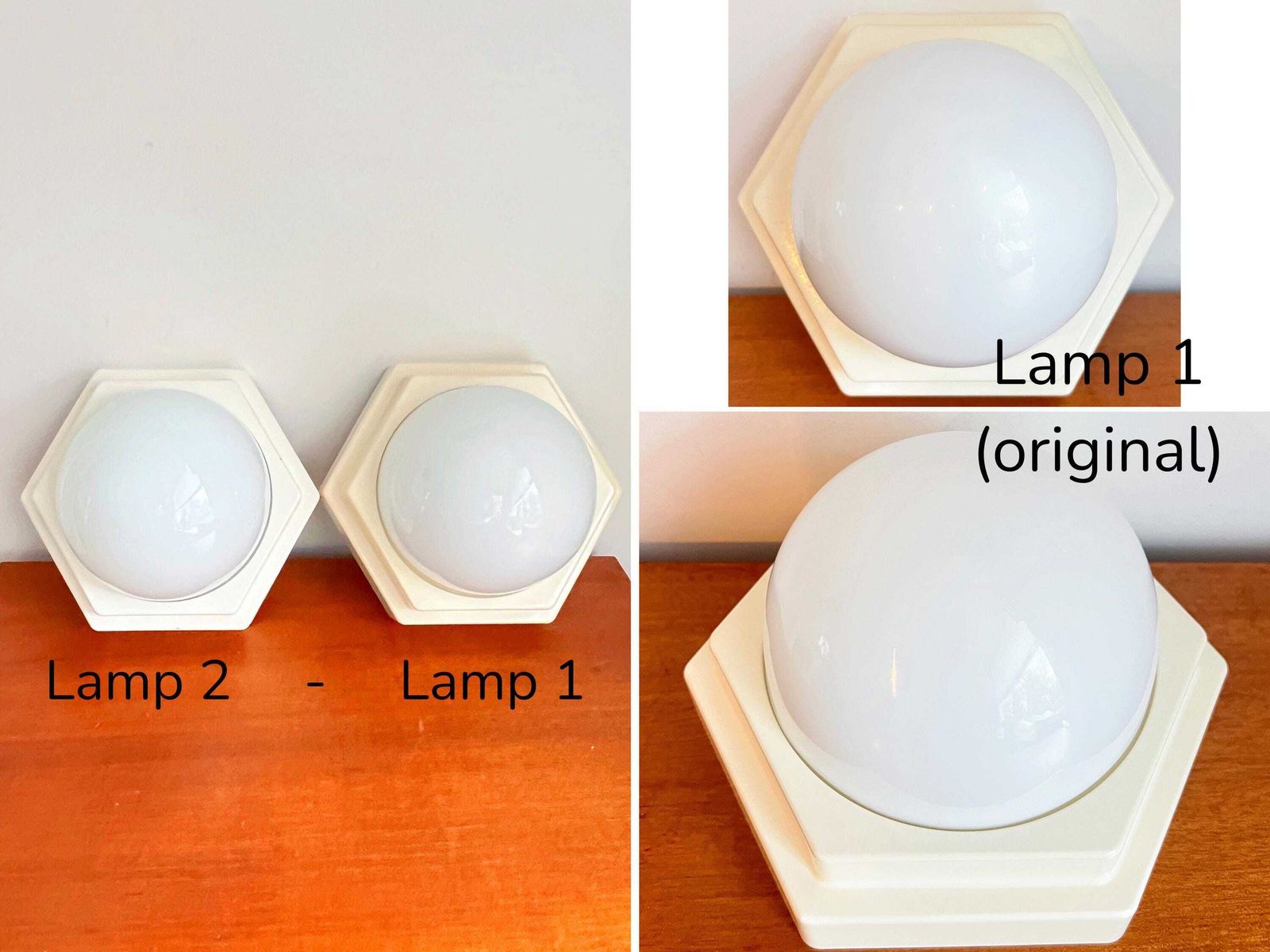 Vintage Hexagon Ceiling Lamp By Herda  Dutch Design   Sphere   Mushroom   Opaline   Pop Art   Space Age   Mid Century photo buy