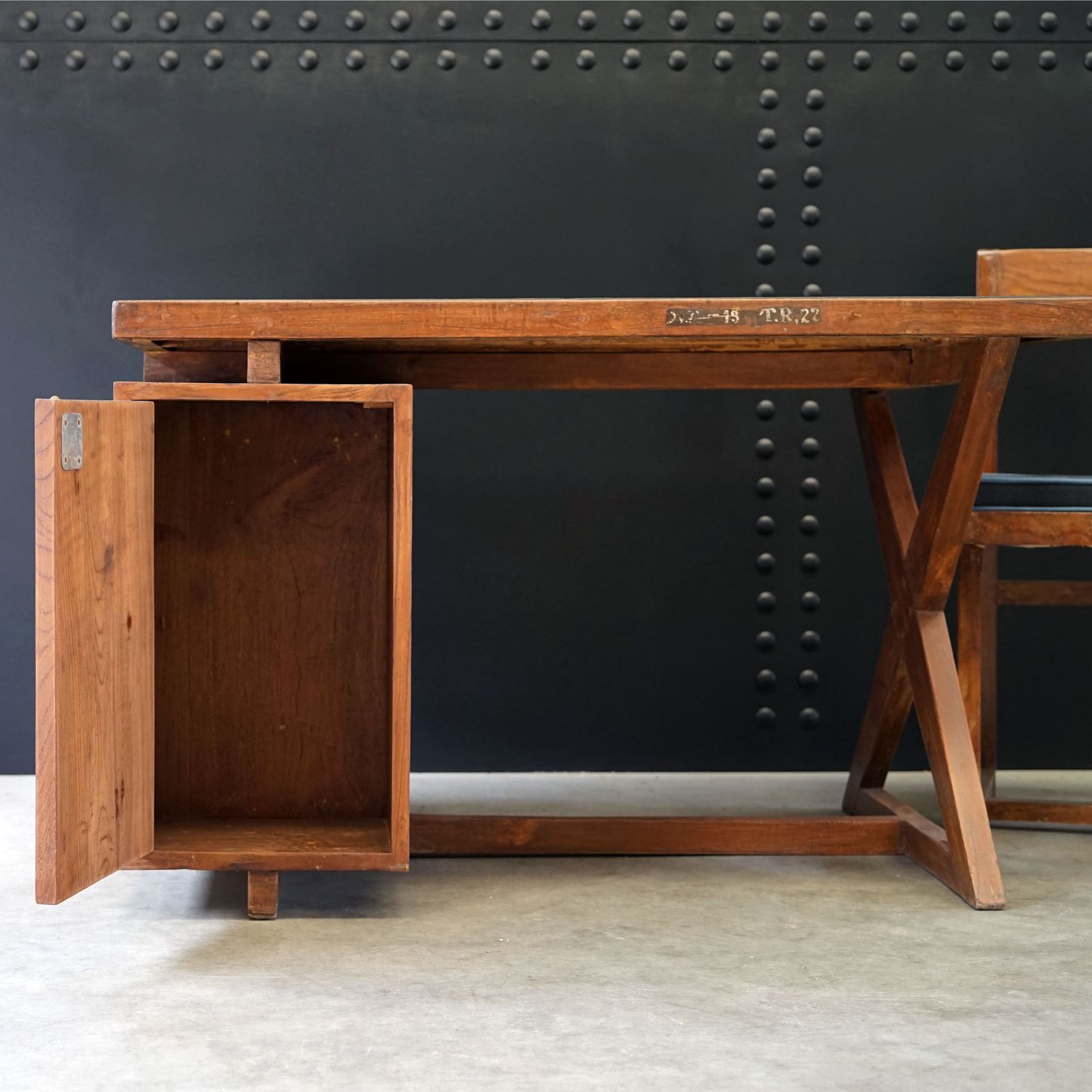 X  Leg Administrative Desk By Pierre Jeanneret C.1960 photo for sale