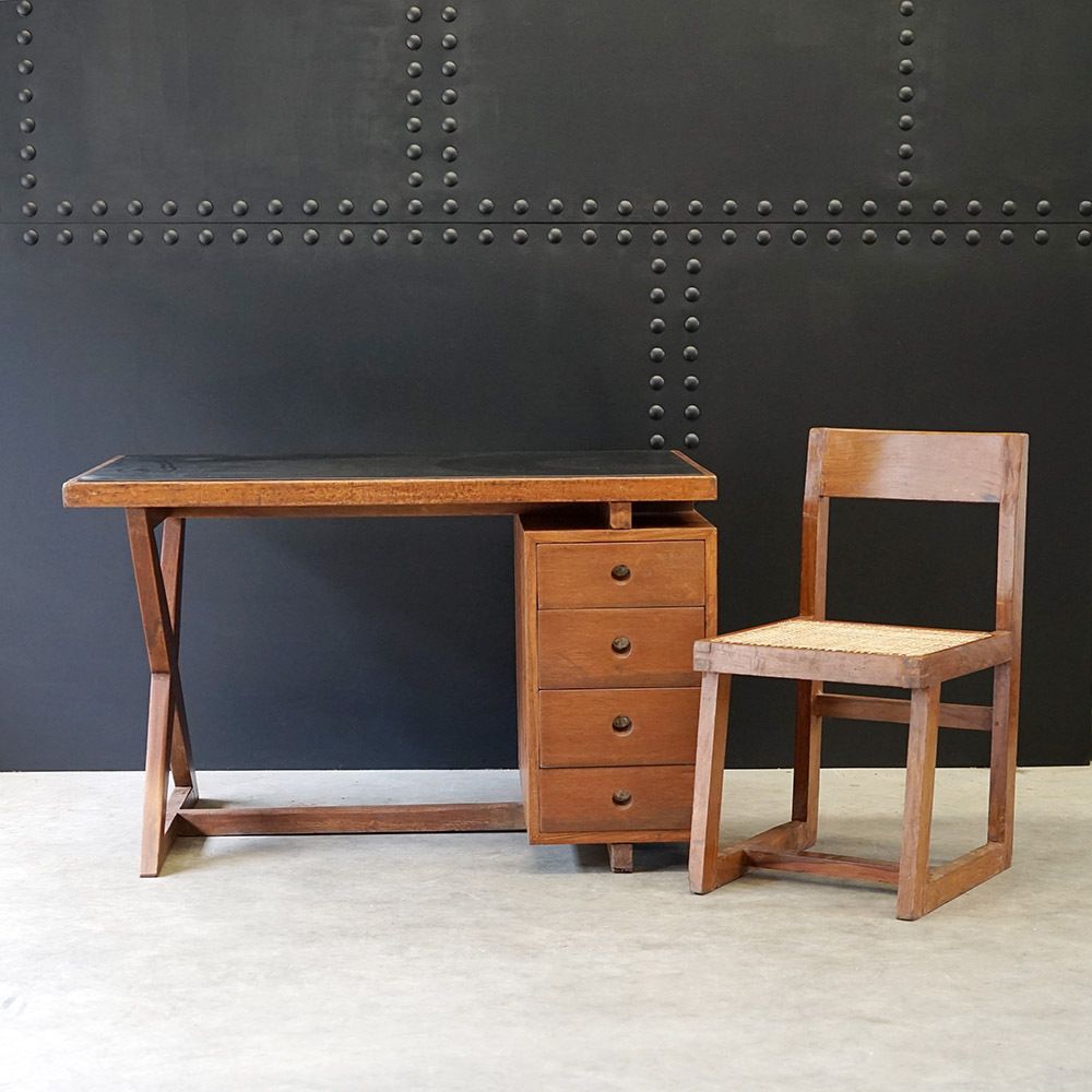 X  Leg Administrative Desk By Pierre Jeanneret C.1960 photo 6850.0
