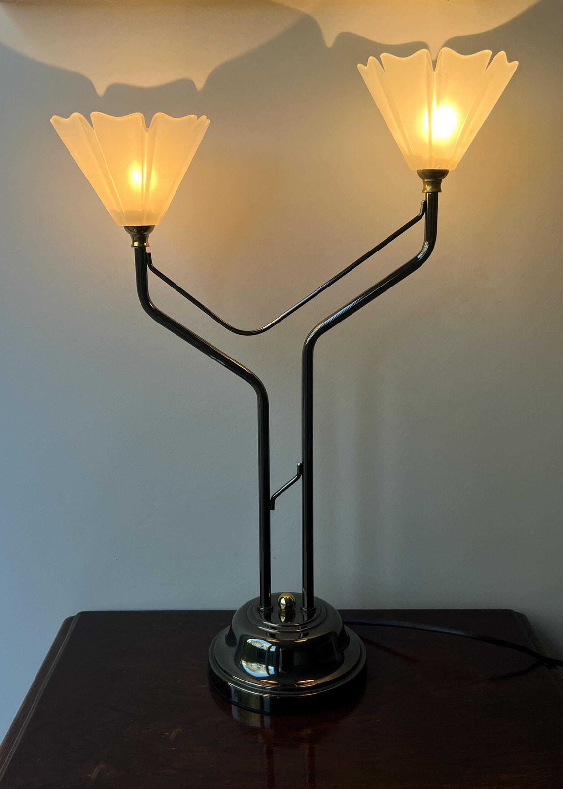 Vintage Table Lamp By Massive   Belgian Design   Brass, Bronze, Glass   Mid Century photo Lighting